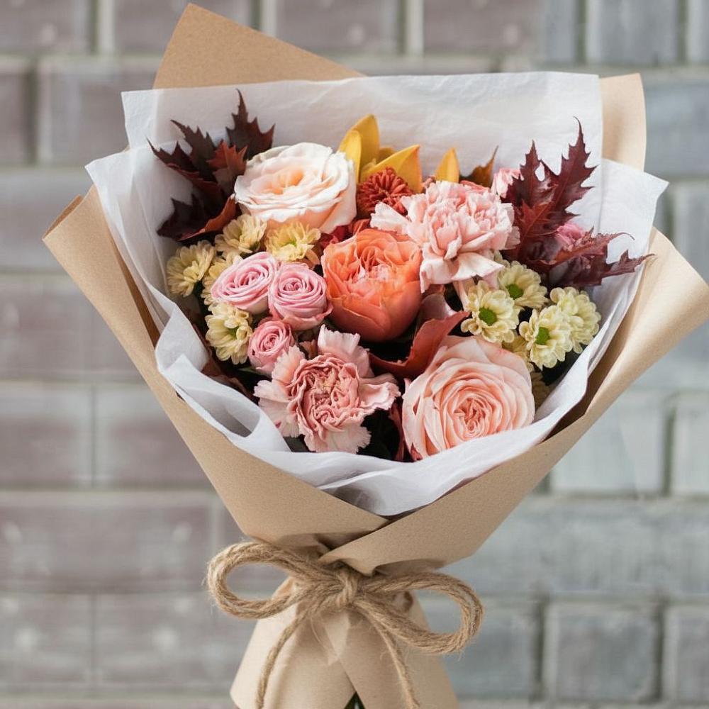 Букет цветов из: Гвоздики, Хризантемы и Розы в Девице