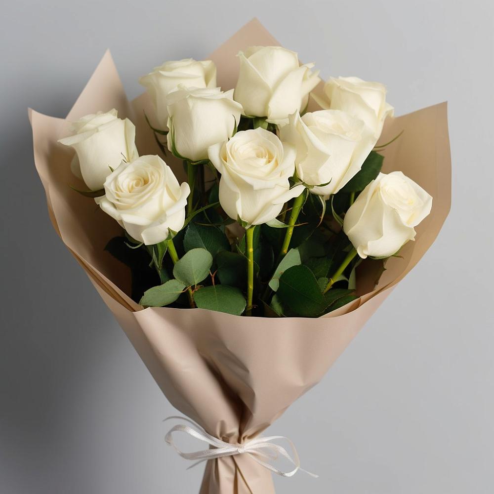 Букет 9 Белых роз Эдлесс Лав в Девице