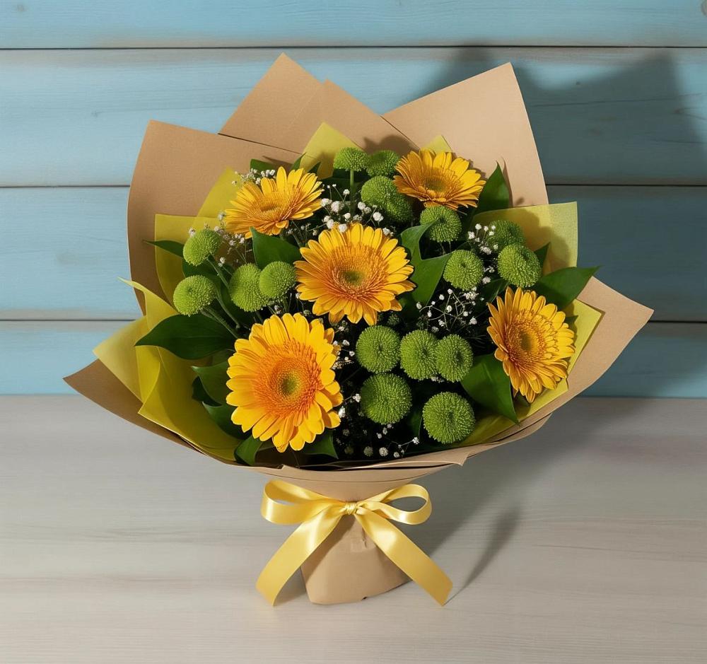 Букет цветов из: Герберы и Хризантемы в Девице