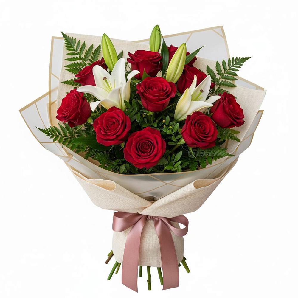 Букет цветов из: Лилии и Розы в Девице