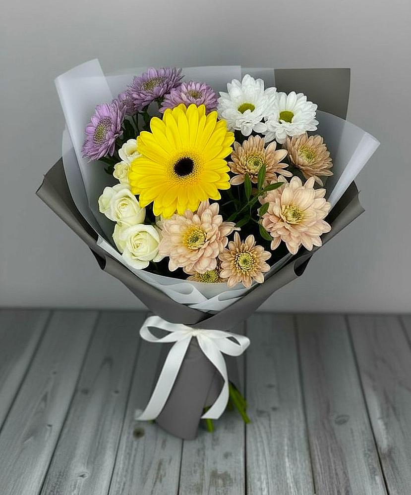 Букет цветов из: Розы, Герберы и Хризантемы в Девице