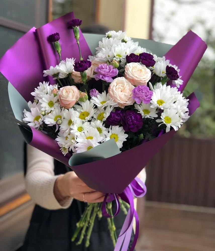 Букет цветов из: Хризантемы, Гвоздики и Розы в Девице