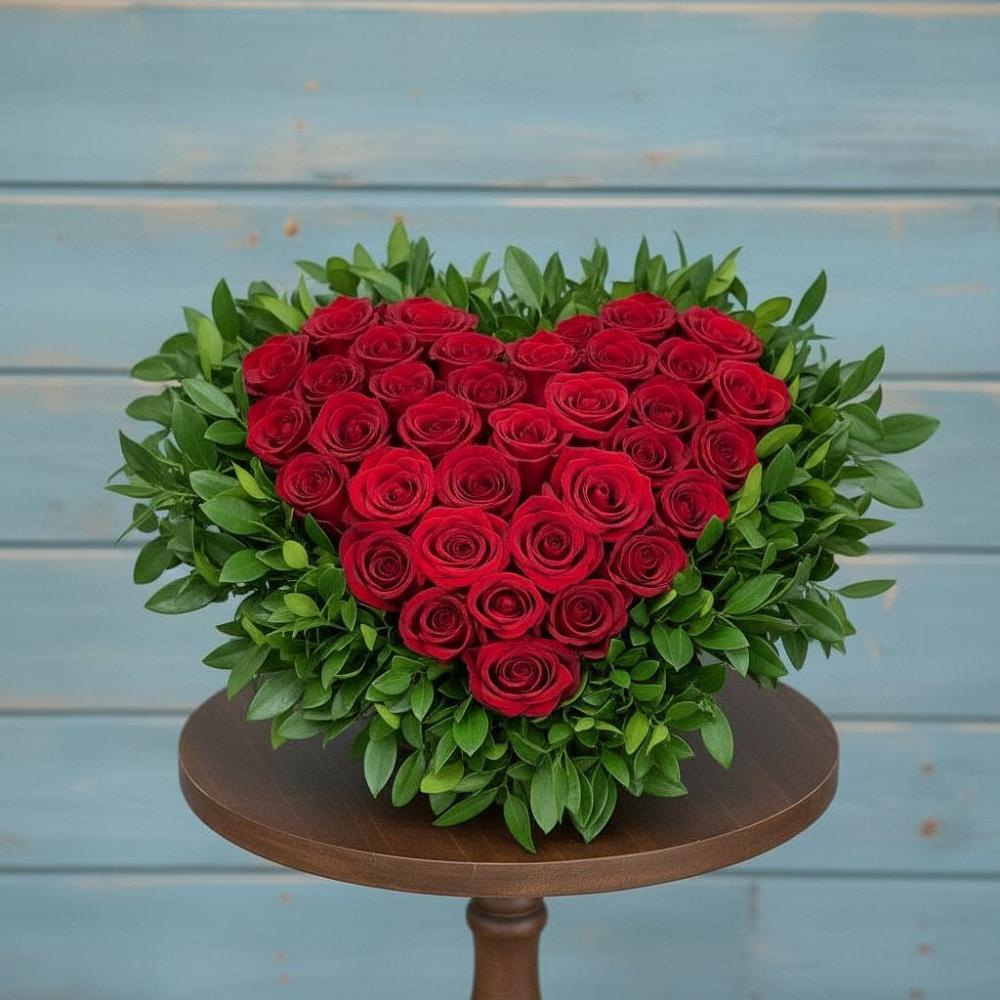 Цветочная композиция из Розы в виде сердца в Девице