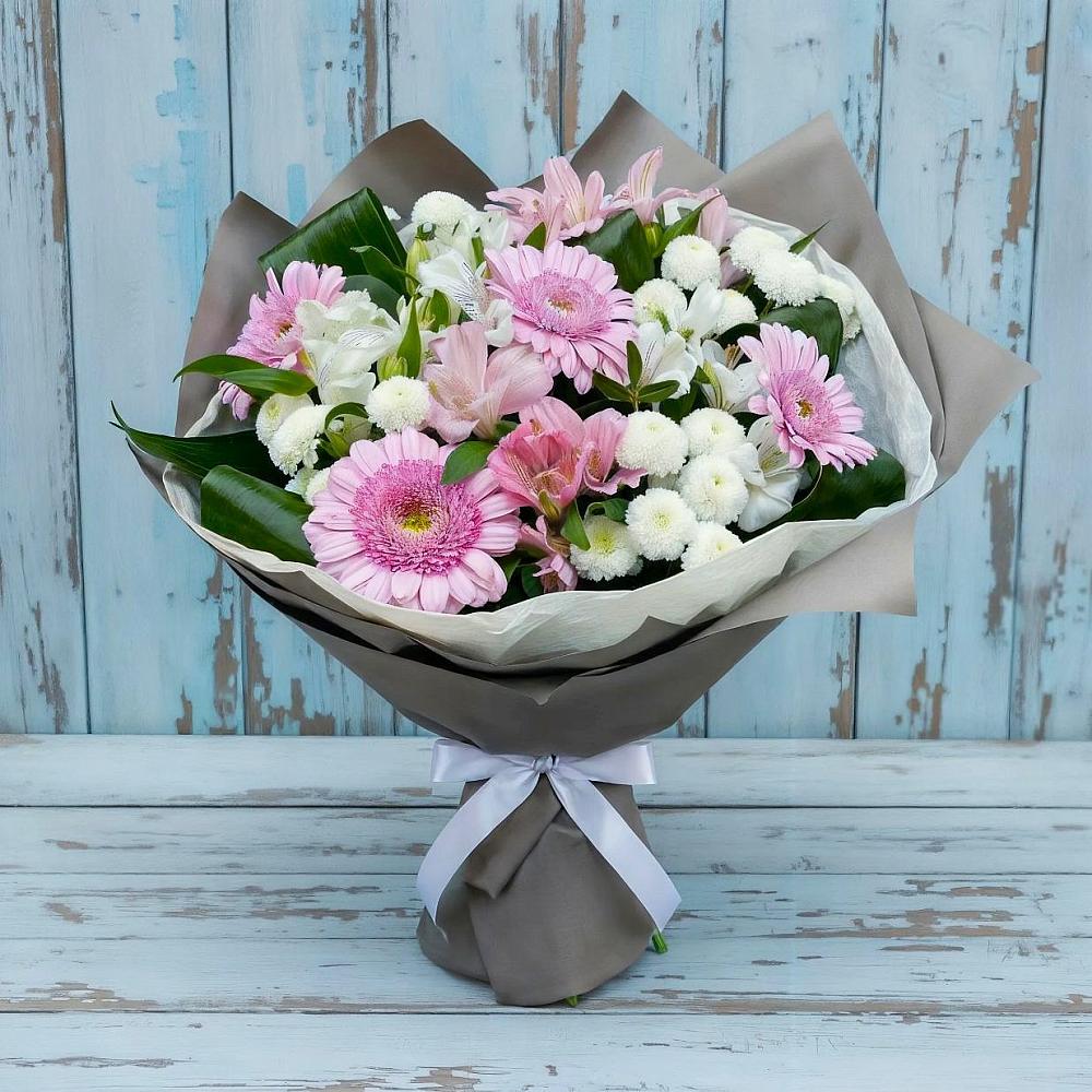 Букет цветов из: Герберы, Альстромерии и Хризантемы в Девице