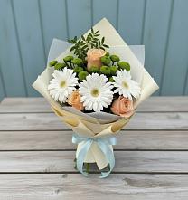 Букет цветов из:  Герберы, Розы и Хризантемы в Девице